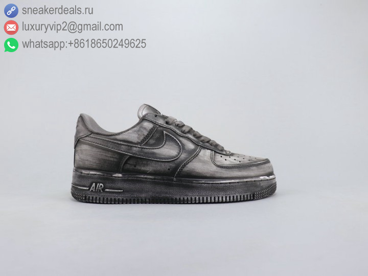 NIKE AIR FORCE 1 LOW '07 DISTRESS BLACK UNISEX LEATHER SKATE SHOES